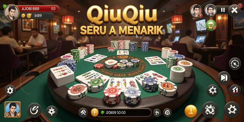 Screenshot gameplay AJO89 yang menunjukkan aksi QiuQiu yang mendebarkan.