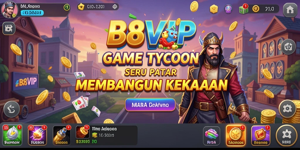 Tampilan gameplay menantang di B8VIP, menunjukkan berbagai aspek manajemen Tycoon.