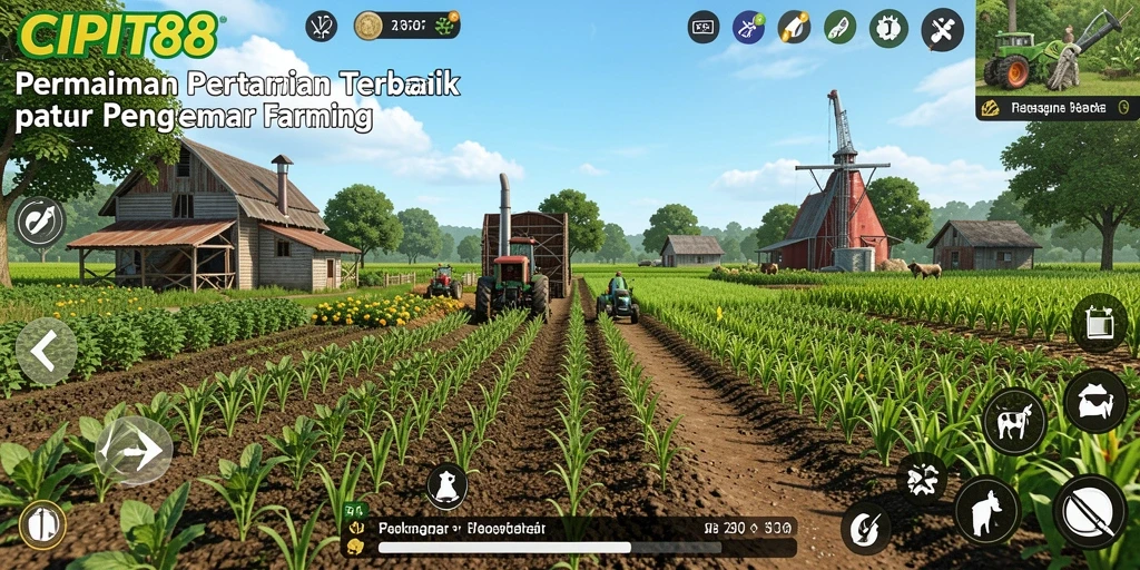 Tampilan gameplay CIPIT88 yang menampilkan aktivitas bertani yang seru.