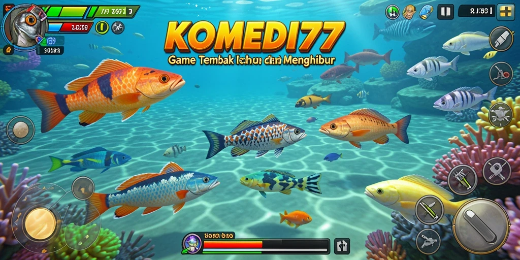 Tampilan gameplay yang seru dari KOMEDI77 menembak ikan.