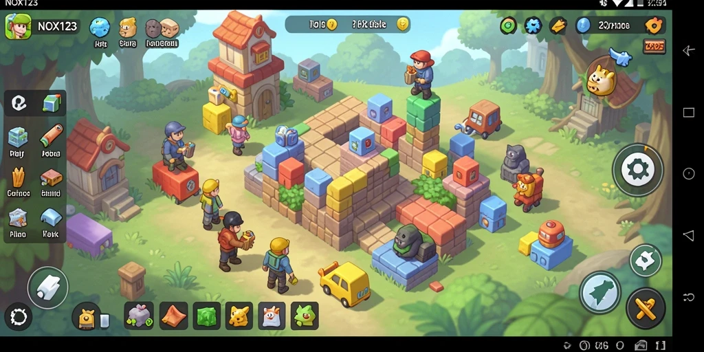 Screenshot gameplay NOX123 menunjukkan tantangan puzzle yang menarik.
