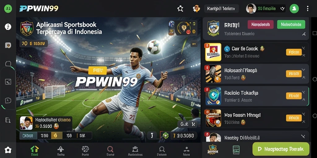 Tampilan menarik dari aplikasi PPWIN99 saat bertaruh olahraga.