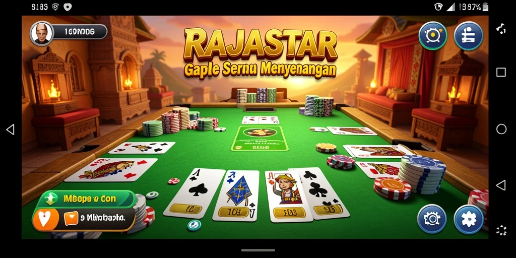 Tampilan gameplay seru RAJASTAR dengan fitur Gaple yang menarik.