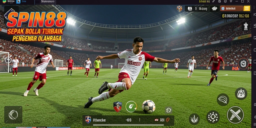 Tangkapan layar SPN88 menampilkan aksi permainan sepak bola yang seru.