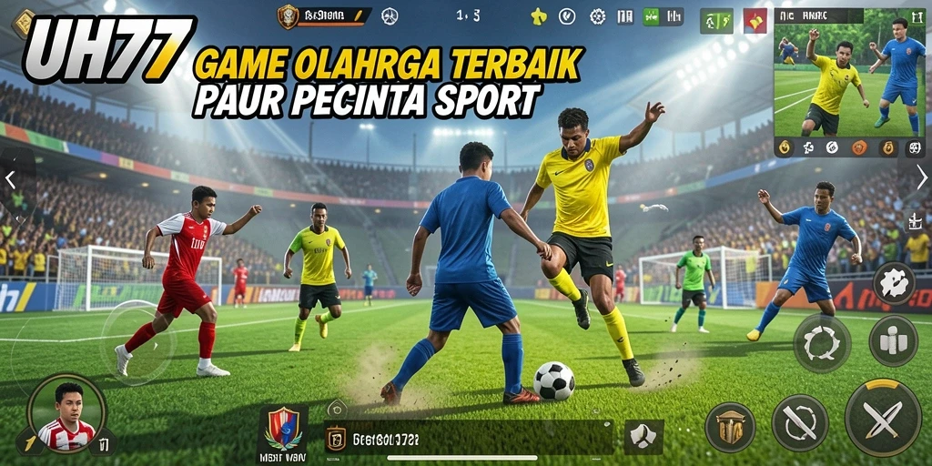 Tangkapan layar utama UH77 menampilkan laga seru antar pemain.