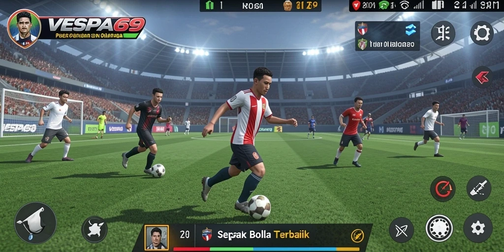 Tampilan menegangkan dari permainan sepak bola di VESPA69.